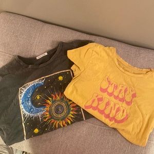 Two tees for $10 Gray one is medium and yellow is small